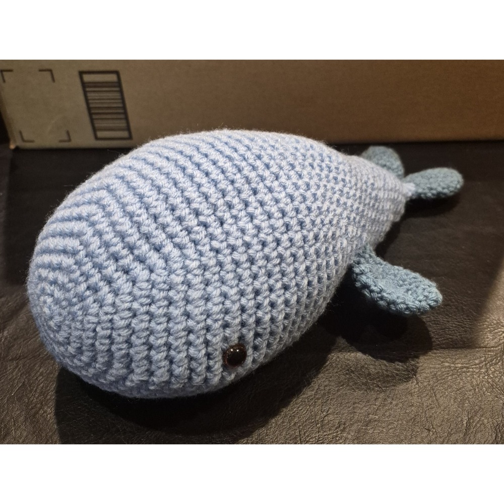 Handmade Crochet Stuffed Fish Animal Plush Blue Whale